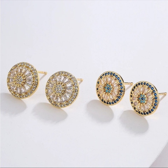 Luxurious Ear Stud Zircon Gold Plated Earring New Sparkly - Picture 4 of 6